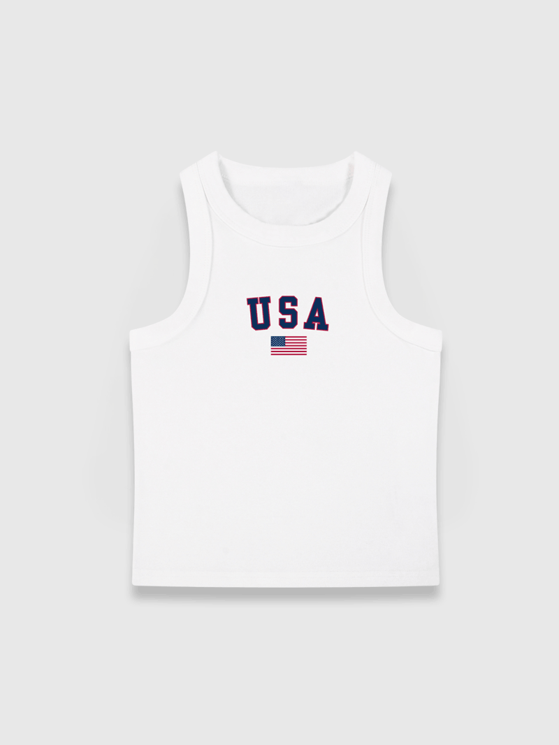 USA SLIM TANK TOP WHITE